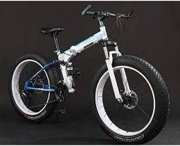 HCMNME Folding Mountain Bike HCMNME durable bicycle Folding Mountain Bike Bicycle, Fat Tire Dual-Suspension MBT Bikes, High-Carbon Steel Frame, Double Disc Brake, Aluminum Pedals And Stems, C, 26 inches 24 speed Alloy frame w