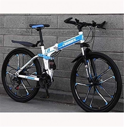 HCMNME Folding Mountain Bike HCMNME durable bicycle Mountain Bike Bicycle for Adults, High-Carbon Steel Frame, Dual Suspension Folding Bike, Dual Disc Brakes Alloy frame with Disc Brakes