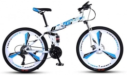 HCMNME Bike HCMNME Mountain Bikes, 26 inch folding mountain bike double shock absorber racing off-road variable speed bicycle three-wheel Alloy frame with Disc Brakes (Color : White blue, Size : 21 speed)