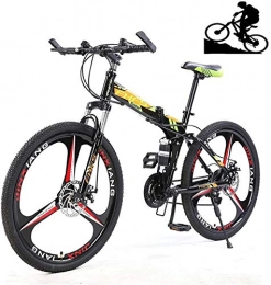 HCMNME Folding Mountain Bike HCMNME Mountain Bikes, Adult Mountain Bike, 24 Inch Wheels, Mountain Trail Bike High Carbon Steel Folding Outroad Bicycles, 21 / 24 / 27-Speed Bicycle Full Suspension MTB ​​Gears Dual Disc Brakes Mount