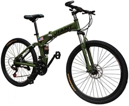 HCMNME Bike HCMNME Mountain Bikes, Adult Mountain Bikes Steel Carbon Mountain Trail Bike High Carbon Steel Full Suspension Frame Folding Bicycles - 21 / 24 Speed ​​Gears Dual Disc Brakes Mountain Bicycle (Color