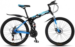 HCMNME Bike HCMNME Mountain Bikes, Folding mountain bike 24 inch double damping off-road / variable speed mountain bike spoke wheel Alloy frame with Disc Brakes (Color : Black blue, Size : 30 speed)
