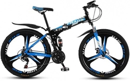 HCMNME Bike HCMNME Mountain Bikes, Folding Mountain Bike 24 Inch Double Damping Off-Road / Variable Speed ?Mountain Bike Tri-cutter Wheel Alloy frame with Disc Brakes (Color : Black blue, Size : 21 speed)
