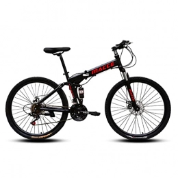 HHKAZ Folding Mountain Bike HHKAZ Adult Folding Mountain Bike, 24 / 26 Inch Men'S And Women'S Outdoor Sports Bike 30 Speed, Full Suspension, Dual Disc Brakes