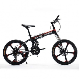 HLMIN-Bike Folding Mountain Bike HLMIN Folding Bike 21 Speed Mountain Bike 20 Inches 5-Spoke Wheels MTB Dual Suspension Bicycle (Color : Black, Size : 21speed)