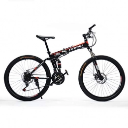 HLMIN-Bike Folding Mountain Bike HLMIN Mountain Bike 21 24 27 Speed Bicycle Steel Frame Dual Suspension Folding Bike (Color : Black, Size : 21speed)