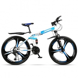 Hmvlw Folding Mountain Bike Hmvlw mountain bikes Folding Bike-26 Inch Wheel Variable Speed Mountain Bike Double Shock Absorption System Women Man Outdoor Sports Bicycle，Large (Color : Blue, Size : 21 Speeds)