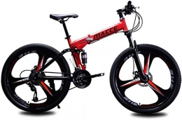HongLianRiven Bike HongLianRiven BMX Bicycle, 24Inch 26Inch Folding Mountain Bike 21 Speed Double Damping 3 Knife Wheel Bicycle Double Disc Brakes Mountain Bike 7-2 (Color : Red, Size : 24 inch 21 speed)