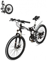 HongLianRiven Bike HongLianRiven BMX Folding Mountain Bike, 26 Inch 21 Speed Dual Disc Brake, Full Suspension And Anti-skid, White 6-11