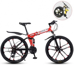 HongLianRiven Bike HongLianRiven BMX Mens Mountain Bike, Folding 26 Inches Carbon Steel Bicycles, Double Shock Variable Speed Adult Bicycle, Apply To 160-185cm Tall 6-11 (Color : Red, Size : 26 in (27 speed))