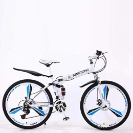 HongLianRiven Bike HongLianRiven BMX Mountain Bike Folding Bikes, 27-Speed Double Disc Brake Full Suspension Anti-Slip, Lightweight Aluminum Frame, Suspension ForkMulticolor 7-2 (Color : White2, Size : 26 inch)