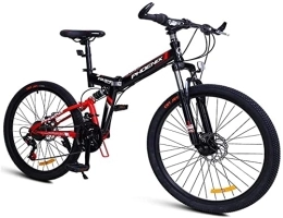 HOYDU Bike HOYDU 24-Speed Mountain Bikes, Folding High-Carbon Steel Frame Mountain Trail Bike, Dual Suspension Kids Adult Mens, 26Inch