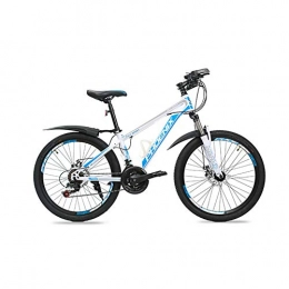 Hxx Folding Mountain Bike Hxx Mountain Bike, 24"Foldable Fully Suspended Double Disc Brake Bicycle with Front And Rear Fenders 21 Speed Aluminum Alloy Frame Unisex Off Road Bicycle, Whiteblue