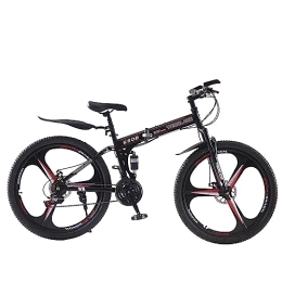 Jamiah Folding Mountain Bike Jamiah 27.5 Inch Folding Mountain Bike 3 Spoke Wheels Bicycle, 17 Inch Aluminum Frame Mountain Bicycle - Shimano 21 Speeds Disc Brake (Red)