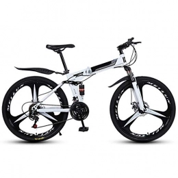 JF-XUAN Folding Mountain Bike JF-XUAN Outdoor sports 26Inch Mountain Bikes Bicycles 27 Speeds High Carbon Steel Folding Frame Double Disc Brake (Color : White)