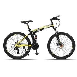 JHKGY Bike JHKGY 27 Speeds Mountain Bikes, Mountain Bike Adult Men And Women, Double Disc Brake High-Carbon Steel Bicycle, Foldable, for Men Women, yellow, 24inch