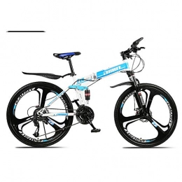 JIAO&M Bike JIAO&M Universal Adult Mountain Bike, Folding Mountain Bike, High-carbon Steel 26 Inch Mechanical Disc Brakes Mountain Bike Blue 24-speed