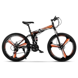 JKGHK Folding Mountain Bike JKGHK 24 Inch Folding Bicycle Mountain Bike 21-Speed Folding Bikes Dual Disc Brake Bicycle Lightweight Off-Road Variable Speed Women's Adult Student Softtail Damping Bike, A