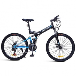 JLFSDB  JLFSDB Mountain Bike, 24'' / 26'' Wheel Foldable Bicycles 24 Speeds MTB Lightweight Carbon Steel Frame Disc Brake Front Suspension (Color : Blue, Size : 24'')