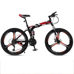 JLFSDB Bike JLFSDB Mountain Bike, 26 Inch Foldable Men / Women MTB Bicycles, Carbon Steel Frame, Full Suspension Dual Disc Brake, 21 / 24 / 27-speed (Color : Red, Size : 27-speed)