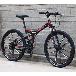 JLFSDB Bike JLFSDB Mountain Bike, 26 Inch Unisex Foldable Mountain Bicycles Lightweight Carbon Steel Frame 21 / 24 / 27 Speeds Full Suspension (Color : Black, Size : 27speed)