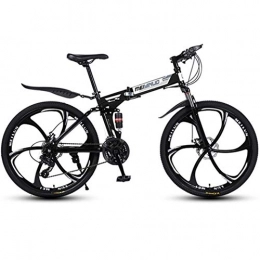 JLFSDB Bike JLFSDB Mountain Bike, Foldable Bicycles, Carbon Steel Frame, Dual Suspension And Dual Disc Brake, MTB Bike, 26inch Wheels (Color : Black, Size : 24-speed)