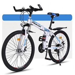 JLFSDB Bike JLFSDB Mountain Bike, Foldable Hard-tail Mountain Bicycles, Carbon Steel Frame, Dual Suspension And Disc Brake, 26 Inch Wheels (Color : White, Size : 27-speed)