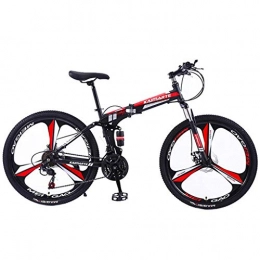 JLFSDB Bike JLFSDB Mountain Bike Foldable Women / Men 26Mountain Bicycle 21 / 24 / 27 Speeds Carbon Steel Frame Full Suspension Disc Brake (Color : Red, Size : 24speed)