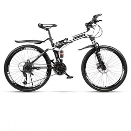 JLFSDB Bike JLFSDB Mountain Bike, Folding 26 Inch Hardtail Bicycles, Carbon Steel Frame, Dual Disc Brake And Full Suspension (Color : White, Size : 21 Speed)