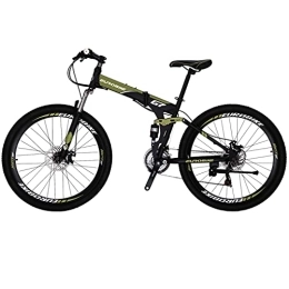 EUROBIKE Folding Mountain Bike JMC Folding Mountain Bike G7 21 Speed 27.5 Inch Wheels Dual Suspension Dual Disc Brake Folding Bikes for Adults(Armygerrn)