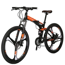 EUROBIKE Folding Mountain Bike JMC Folding Mountain Bike G7 Bicycle 27.5Inch Dual Disc Brake Foldable frame Bike MTB (Orange 3 spoke mag wheel)