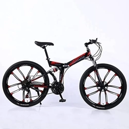 JYCCH Folding Mountain Bike JYCCH Mountain Bike, Adult Folding Mountain Bike 26 Inch 27Speed Variable Speed Road Bicycle Cycling Off-road Soft Tail Bicycle Men Women Outdoor Sports Ride BU 3 wheels- 26" 21SPD (Bk 10 Wheels 24)