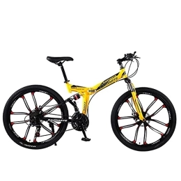 JYCCH Folding Mountain Bike JYCCH Mountain Bike, Adult Folding Mountain Bike 26 Inch 27Speed Variable Speed Road Bicycle Cycling Off-road Soft Tail Bicycle Men Women Outdoor Sports Ride BU 3 wheels- 26" 21SPD (Yl 10 Wheels 24)