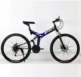 KASIQIWA Folding Mountain Bike KASIQIWA Mountain Speed Folding Bike, 26 Inch Wheel Front and Rear Shock Absorbing Dual Disc Brake Carbon Steel Off-road Bicycle, Blue, spokewheel