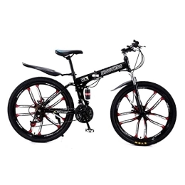 Kays Bike Kays 26 Inch Foldable Mountain Bike Carbon Steel 21 Speeds With Shock-absorbing Front Fork Foldable Men MTB Bicycle For Men Woman Adult And Teens, Multiple Colors(Color:Black)