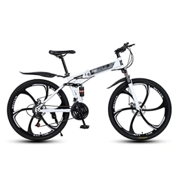 Kays Folding Mountain Bike Kays Adult Folding Mountain Bike 21 / 24 / 27 Speeds 26-Inch Wheels Carbon Steel Frame, Dual-disc Brakes Double Shock Absorber Design, Multiple Colors(Size:21 Speed, Color:White)