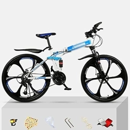 Kays Bike Kays Folding Mountain Bike 21 / 24 / 27 Speed 26 Inches Wheels Dual Disc Brake Steel Frame MTB Bicycle For Men Woman Adult And Teens(Size:21 Speed, Color:Blue)