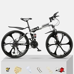 Kays Bike Kays Folding Mountain Bike 21 / 24 / 27 Speed 26 Inches Wheels Dual Disc Brake Steel Frame MTB Bicycle For Men Woman Adult And Teens(Size:21 Speed, Color:White)