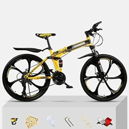 Kays Bike Kays Folding Mountain Bike 21 / 24 / 27 Speed 26 Inches Wheels Dual Disc Brake Steel Frame MTB Bicycle For Men Woman Adult And Teens(Size:21 Speed, Color:Yello)