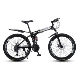 Kays Bike Kays Folding Mountain Bike 21 / 24 / 27 Speed Carbon Steel Frame 26 Inches 3 Spoke Wheel Dual Suspension Bike For Boys Girls Men And Wome(Size:27 Speed, Color:Black)