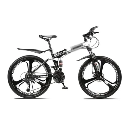 Kays Bike Kays Folding Mountain Bike 21 / 24 / 27-Speed Mountain Bicycle 26 Inches Wheels Dual Disc Brake Dual Suspension Bicycle(Size:27 Speed, Color:White)