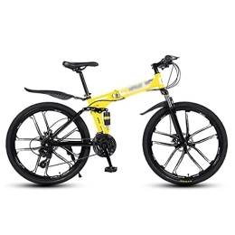 Kays Bike Kays Folding Mountain Bike 21 Speed Bicycle 26 Inches Mens MTB Disc Brakes Bicycle For Adults Mens Womens(Size:24 Speed, Color:Yellow)