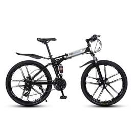 Kays Bike Kays Folding Mountain Bike 21 Speed Bicycle 26 Inches Mens MTB Disc Brakes Bicycle For Adults Mens Womens(Size:27 Speed, Color:Black)