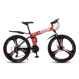 Kays Folding Mountain Bike Kays Folding Mountain Bike 21 Speed Dual Disc Brake 26 Wheels Suspension Fork Mountain Bicycle For Men Woman Adult And Teens(Size:24 Speed, Color:Red)