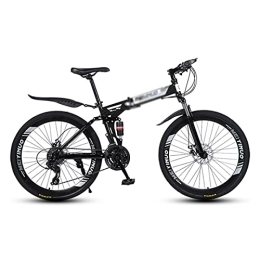 Kays Bike Kays Folding Mountain Bike 26 Inch Wheels With Double Shock Absorber Design 21 / 24 / 27 Speeds With Dual-disc Brakes For A Path, Trail & Mountains(Size:27 Speed, Color:Black)