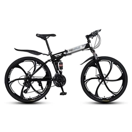 Kays Folding Mountain Bike Kays Folding Mountain Bike Dual-disc Brakes 21 / 24 / 27 Speed With Carbon Steel Frame For A Path, Trail & Mountain, Multiple Colors(Size:21 Speed, Color:Black)