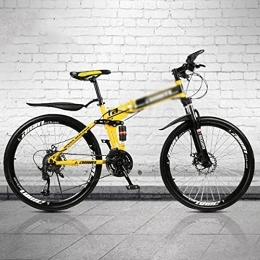 Kays Bike Kays Mountain Bike 21 / 24 / 27 Speed Steel Frame 26 Inches 3 Spoke Wheel Dual Suspension Folding Bike For Men Woman Adult And Teens(Size:27 Speed, Color:Yello)