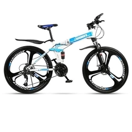 Kays Folding Mountain Bike Kays Mountain Bike, 26 Inch Folding Hard-tail Bicycles, Full Suspension And Dual Disc Brake, Carbon Steel Frame (Color : Blue, Size : 24-speed)