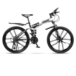 Kays Folding Mountain Bike Kays Mountain Bike, Folding Men / Women Hardtail Bike, Carbon Steel Frame Full Suspension Dual Disc Brake, 26 Inch Wheels (Color : White, Size : 27 Speed)