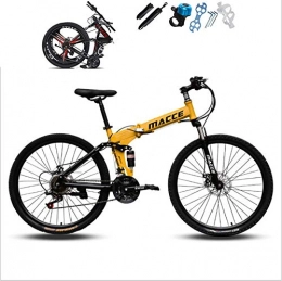 KEMANDUO Bike KEMANDUO Adult mountain bike, 26 inch double yellow spoked wheel disc brake, the damper double folding bicycles and mountain bikes for adults adjust the seat, 24 speed